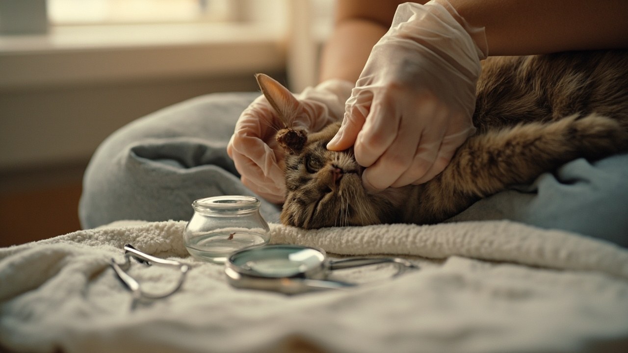 кліщ у кота фото