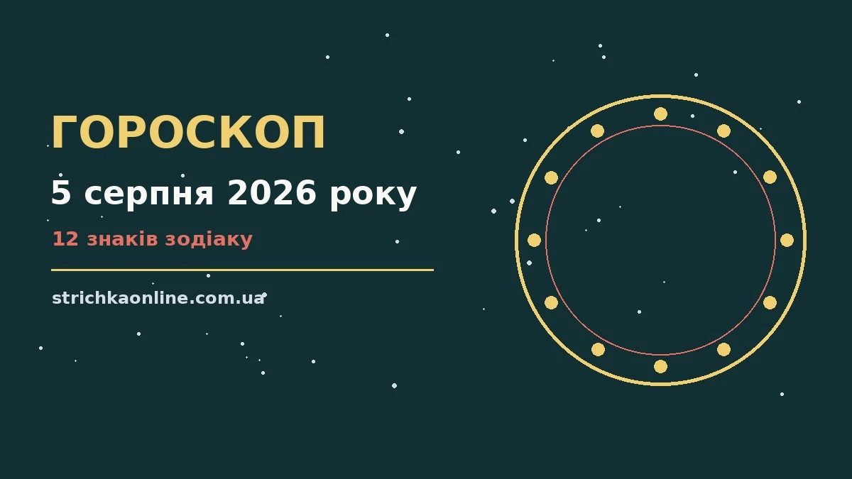 Зоряний гороскоп на 5 серпня 2026 року на тлі нічного неба, блокнот і чашка кави