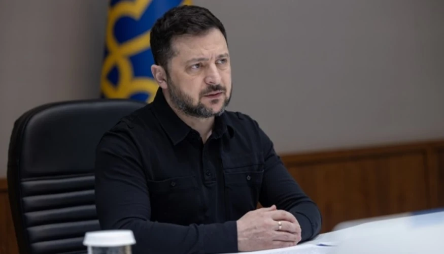 Фото з Офісу Президента, що ілюструє вечірнє звернення Президента Володимира Зеленського