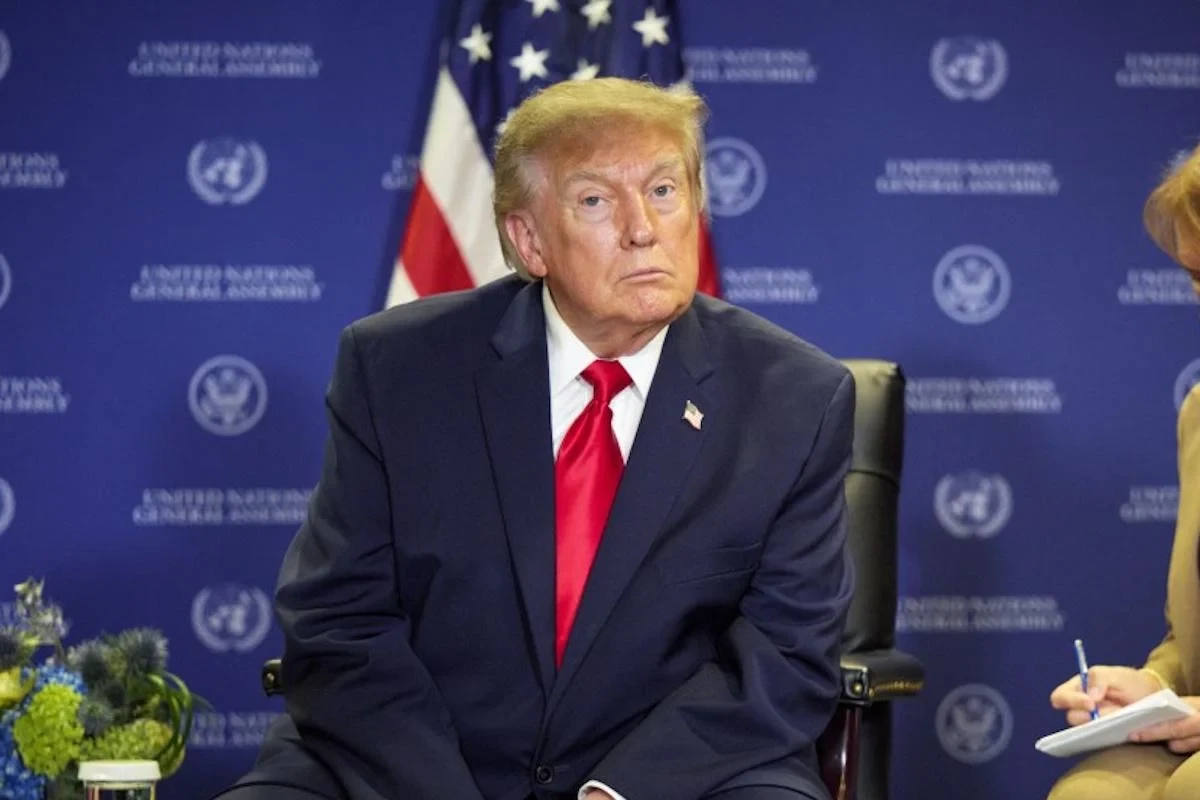 Президент США Дональд Трамп під час спілкування з пресою