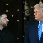 Президенти України та США Володимир Зеленський і Дональд Трамп під час спільної появи
